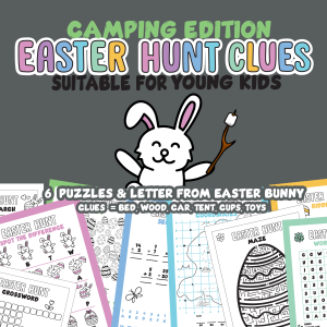 Little Kids Easter Camping Scavenger / Treasure Hunt Clues
